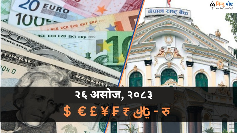 विदेशी मुद्राको सटहीदर: २०८३ असोज २६ सोमबार